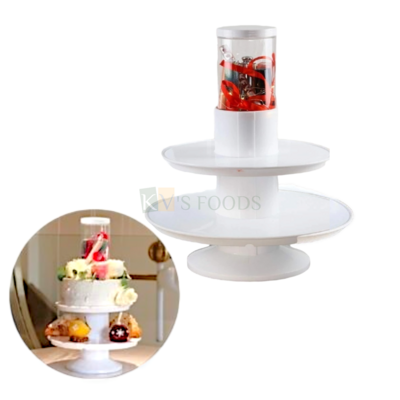 1PC Surprise Cake Popping Stand with Hidden Gift Box, 2 in 1 Stacked 2-Tier Dessert, Cookies, Bakery items, Fruit Snack Tower, Double Layer Creative Pop-Up Gift Cake Accessories Birthday Parties Theme