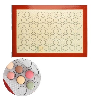 1 PC Silicone Multipurpose Silpat Small Macaroons Liner Baking Mats, 67 Circles Printed, Reusable Professional Non- stick Puff Dough Mat Oven Liner Sheets Toaster Biscuits, Cookies Pans