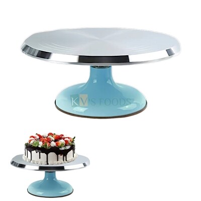 1PC Stainless Steel 360° Rotating Cake Turntable Diameter 12.2 Inch, Height 5.4 Inch for Cakes, Cupcakes Decorating Supplies, Shaping Icing Cakes, Big Display Presentation Stands Nonslip Base