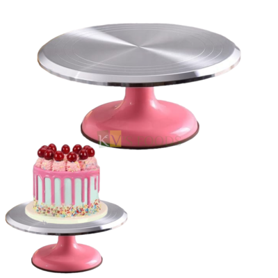 1PC Stainless Steel 360° Rotating Cake Turntable Big Diameter 12.2 Inch, Height 5 Inch for Cakes, Cupcakes Decorating Supplies, Shaping Icing Cakes Display Presentation Cupcake Stands Nonslip Base