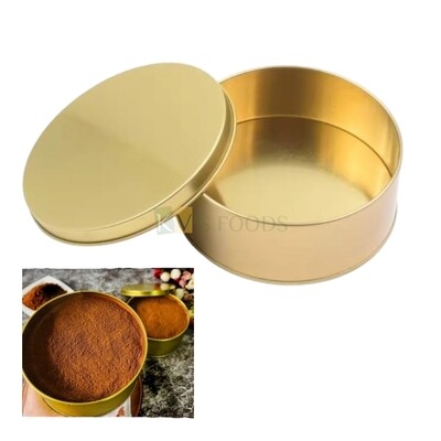 1 PC Size Diameter 5.5 Inches Height 2.5 Inches Capacity ~500 Grams Dream Cake Tin Round Golden Half kg Torte Cake, Can be used for Gifting, Packing Chocolates, Cookies Muffins, Bakery Containers