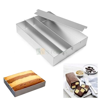 1PC Size 8 x 6.2 x 1.5 Inch Aluminum Small Battenberg Cake Mould Loaf Bread Mould Adjustable Cake Mold Baking Pan, Mousse Mould, Multi-Function DIY Tool with Dividers for Making Brownies Bite and Cake