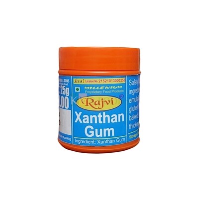 25 Grams Rajvi Xanthan Gum, Ingredient for gluten free baking, Acts as an emulsifier and a binder and add volume to gluten free bread, cookies, cakes, and other baked goods