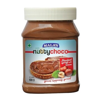 600 Grams Mala's Nutty Choco Paste Hazelnut Spread with Cocoa, Great for Fillings, Spreads, Decorations, Piping on Cakes