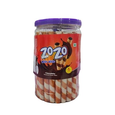 600 Grams Zo-Zo Choco Wafer Stick Rolls Chocolate Flavoured Cream Filled, Used for Cake and Dessert Decorations, Birthday Parties, Gifts for Festivals