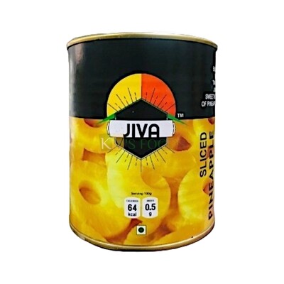 850 Grams Jiva Sliced Pineapple In Sugar Syrup, Used in Salad, Pasta, Pizza, Beverages, Desserts, Appetizers, Bakery and Confectionery Products DIY Cake Decorations
