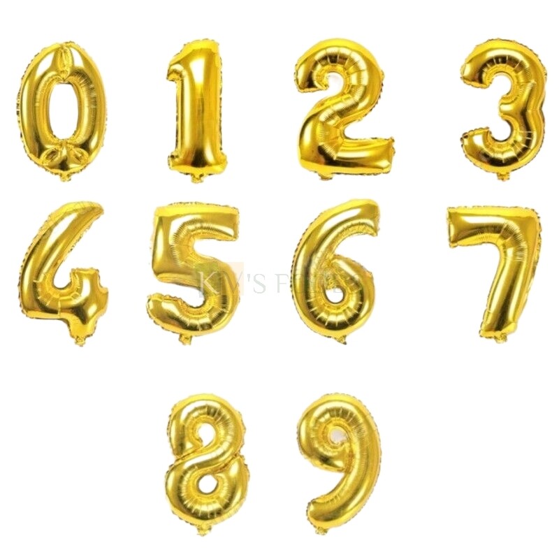 1 PC 16 Inch Height Golden Foil 0 To 9 Numbers Balloons, Birthday Party ...