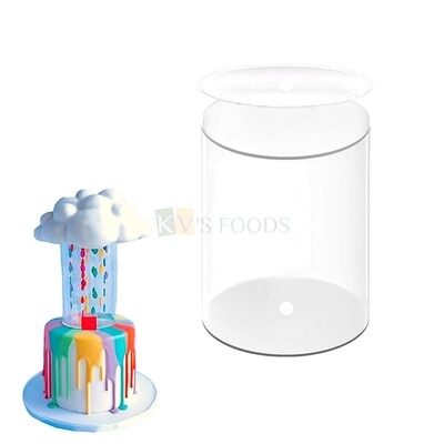 1 PC Diameter 4 Inch Height 6.2 Inch Clear Acrylic Fillable Cylindrical Round Cake Spacer with Removable Lid, Centre Dowell Hole, Cake Seperator, Cake Riser, Tier Cake Display Stand, Pedestal Stands