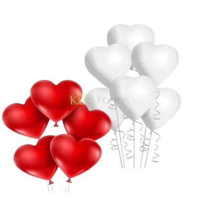 25 PCS Red White Heart Shape Balloons, for Birthday Party, Anniversary, Wedding, Valentines Engagement Decorations Special Ocassions Festivals, Small Home Celebrations, Happy Moment Celebrations