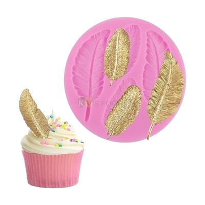 1 PC Pink Silicone Fondant Tropical Fern Veiner Chocolate Mould, Birds Feathers Candy Molds, Nature Garden Leaves Theme, Birthday Theme Wedding Anniversary Cakes Decorating Molds Flexible Moulds