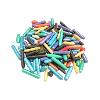 Long Metallic Shiny Rod Shaped Edible Sprinkles Confetti, Multicoloured Decorative Topping for Birthday Doughnuts, Ice-creams Cakepops Cakesicles Cookies Desserts Candy DIY Cake Decorations