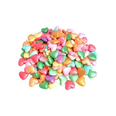 Metallic Rainbow Multicoloured Heart Shaped Edible Sprinkles Confetti, Decorative Toppings for Birthday Doughnuts, Ice-Creams Cakepops Cakesicles DIY Valentine Baby Shower Cake Decorations