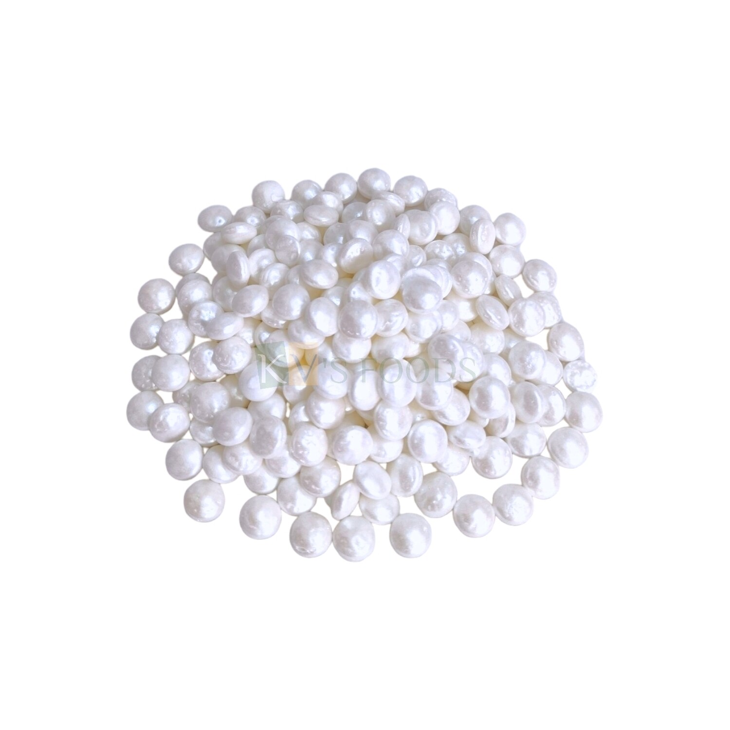 Metallic White Colour Shiny Mini Disc/Sequin/Gems Buttons Munchies Circle Shaped Edible Sprinkles Confetti, Decorative Toppings for Birthday Doughnuts, Mini Sugar Chocolate Beans Cake Decorations