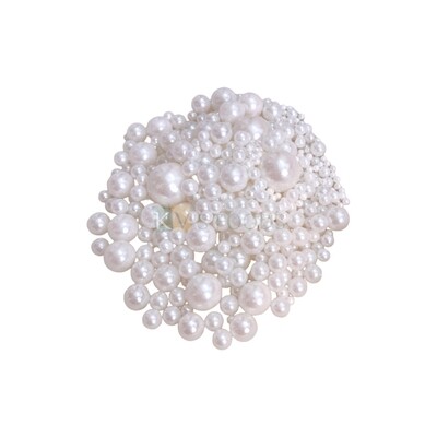 White Colour Pearl Shiny Mixed Size Moti Sugar Ball Circle Shaped Edible Sprinkles Confetti, Decorative Toppings for Birthday Doughnuts, Ice-Creams Cakesicles DIY Wedding Cake Decorations