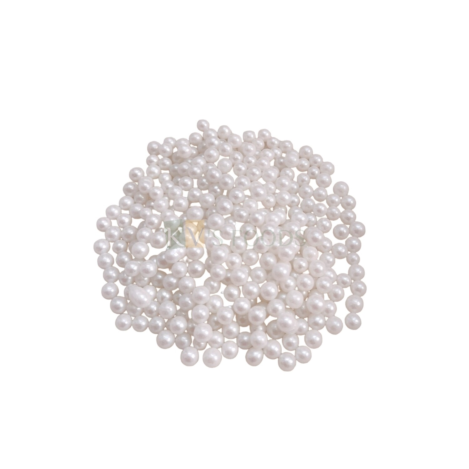 Metallic White Colour Pearl Shiny Small Size Moti Sugar Balls, Circle Shaped Edible Sprinkles Confetti, Decorative Toppings for Birthday Doughnuts, Cakesicles DIY Baby Shower Cake Decorations