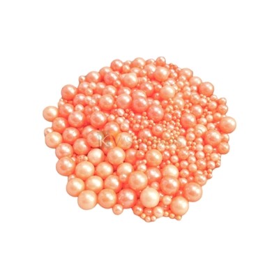 Light Orange Colour Pearl Shiny Mixed Size Moti Sugar Balls, Circle Shaped Edible Sprinkles Confetti Decorative Toppings for Birthday Doughnuts, Ice-Creams Cakepops Cakesicles DIY Cake Decorations