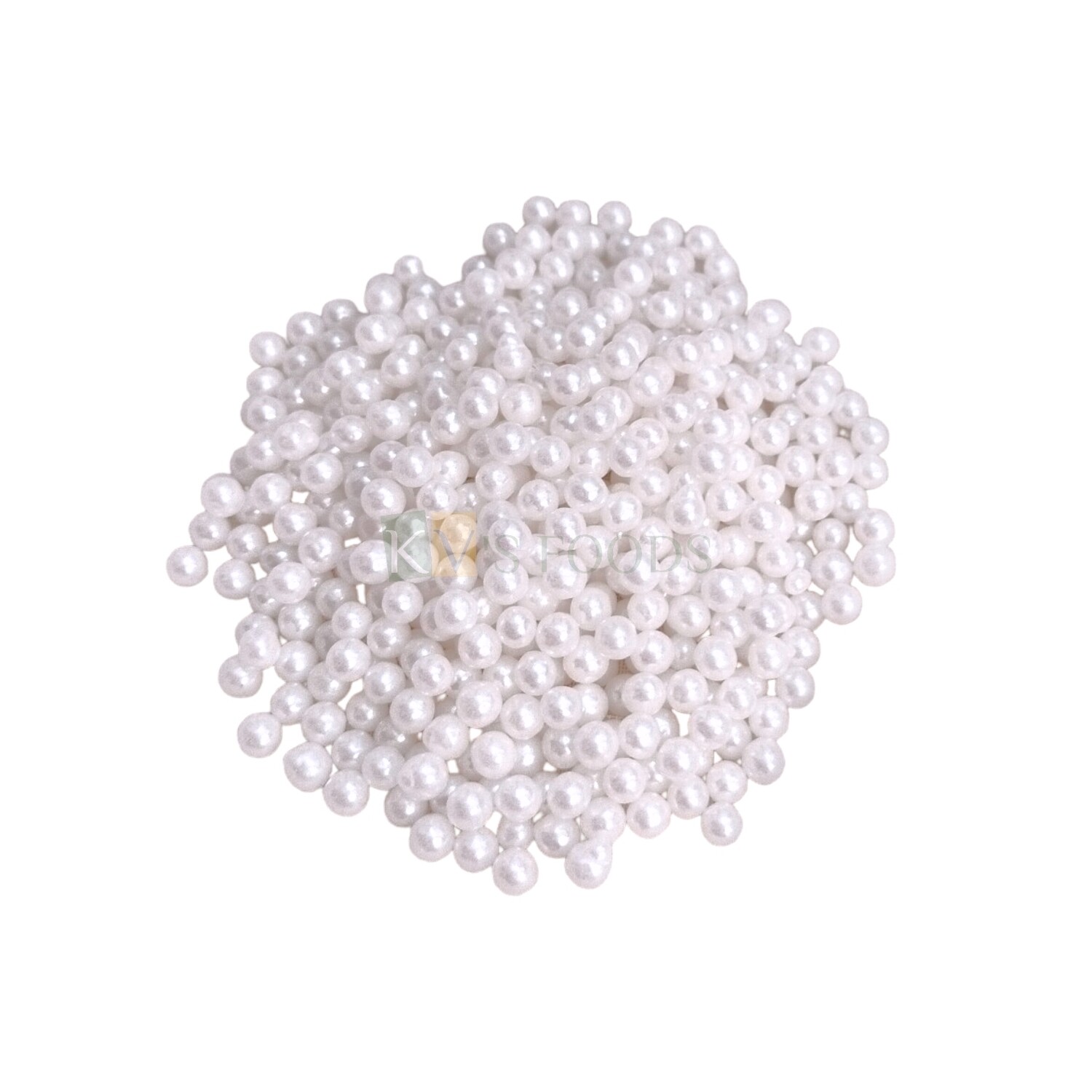 Metallic White Colour Pearl Shiny Small Size Moti Sugar Balls, Circle Shaped Edible Sprinkles Confetti, Decorative Toppings for Birthday Doughnuts, Cakesicles DIY Baby Shower Cake Decorations