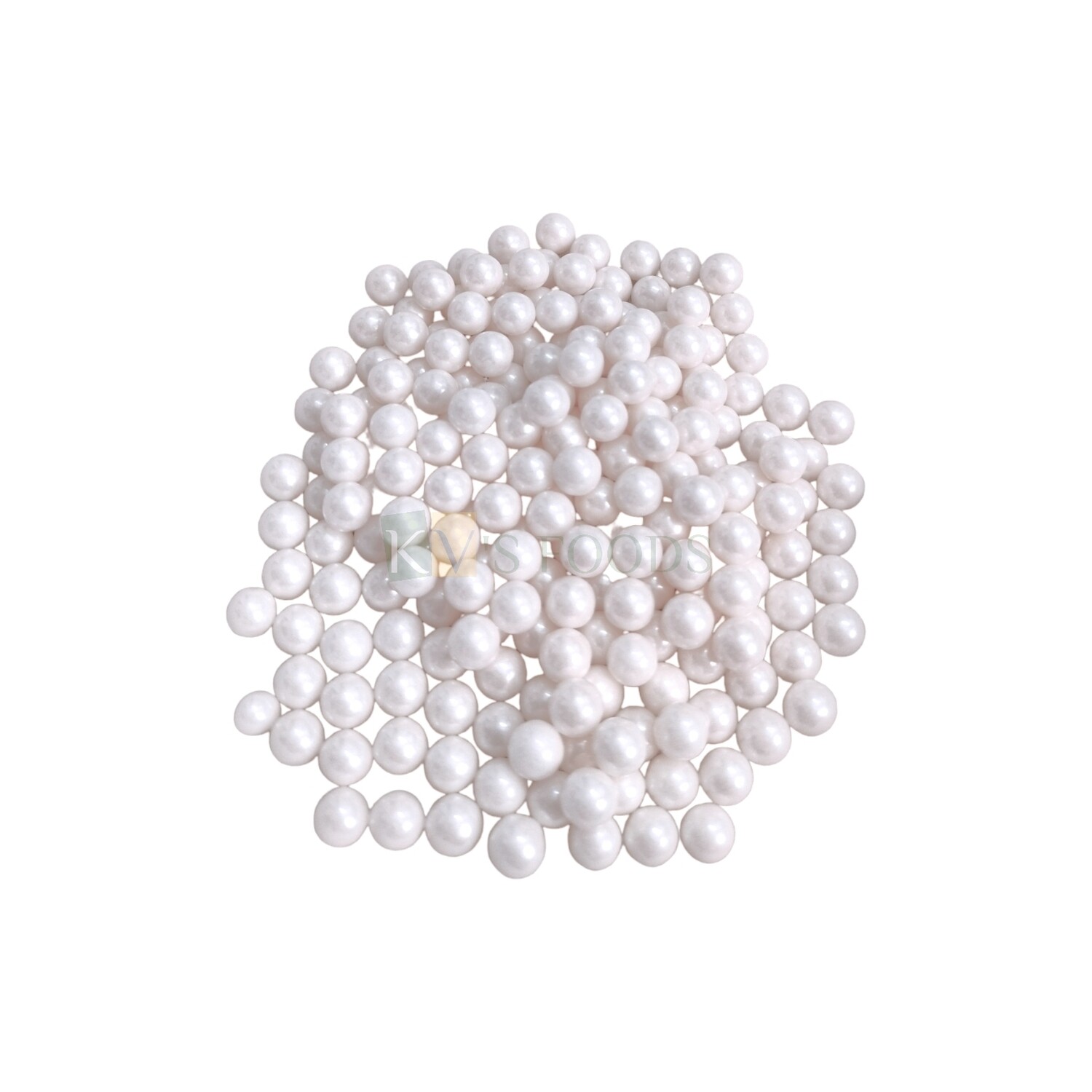 Metallic White Colour Pearl Shiny Medium Size Moti Sugar Balls, Circle Shaped Edible Sprinkles Confetti, Decorative Toppings for Birthday Doughnuts, Cakesicles DIY Baby Shower Cake Decorations