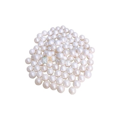 Metallic White Colour Pearl Shiny Big Size Moti Sugar Balls, Circle Shaped Edible Sprinkles Confetti, Decorative Toppings for Birthday Doughnuts, Cakesicles DIY Baby Shower Cake Decorations