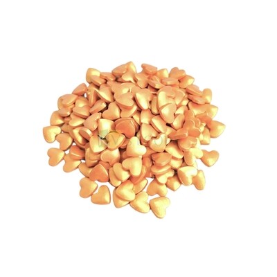Metallic Golden Colour Medium Heart Shaped Edible Sprinkles Confetti, Decorative Toppings for Birthday Doughnuts, Cakepops Cakesicles Ice-creams Cookies Desserts Candy DIY Cake Decorations
