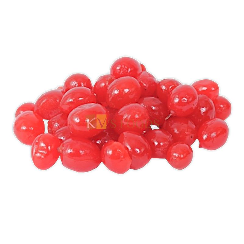 Red Colour Fresh Glazed Karonda Cherry, Candied Red Cherries Ideal For Cakes Sprinkles &amp; Decoration, Toppings for Ice-Creams, Desserts, Falooda, Paan, Kulfi, Pastry DIY Birthday Cake Decorations