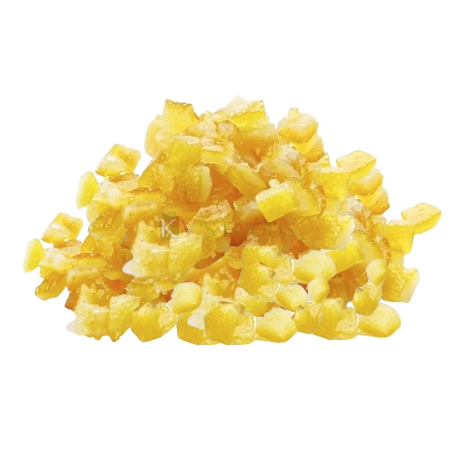 Yellow Candied Orange Peel Cubes, Ideal for Cake Topping, Garnishing for Ice-Creams, Desserts, Muffins, Fruit Pie Puddings, Salads, Cupcakes, Biscuits, Cookies DIY Birthday Fruit Cake Decorations