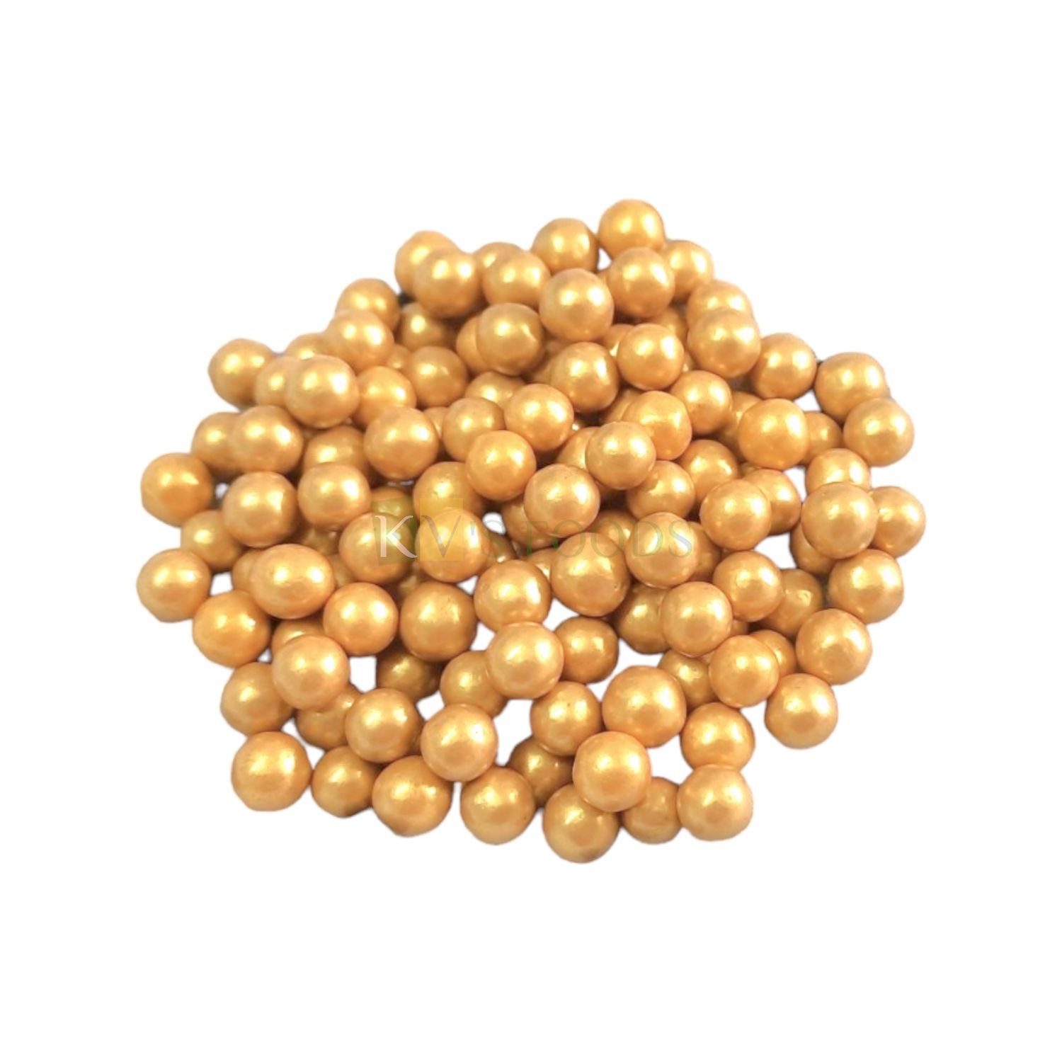 Golden Colour Pearl Shiny Medium Size Moti Sugar Balls, Circle Shaped Edible Sprinkles Confetti, Decorative Toppings for Birthday Doughnuts, Ice-Creams Cakepops Cakesicles DIY Cake Decorations
