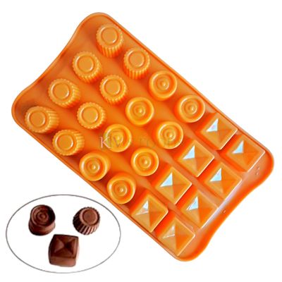 1 PC Orange Colour 24 Holes/Cavity Silicone Rectangle Chocolate Mould Size 9.2 x 5.5 Inch, Round, Hollow Square, Cylindrical Shape Fondant Mould Tools, Peanut Butter Reese Cups, Pralines Ice Cube Tray