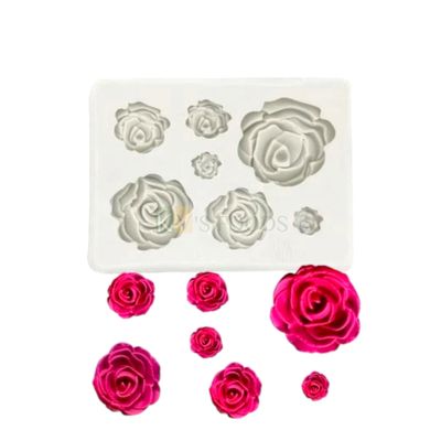 1 PC Silicone Fondant Different Sizes Rose Chocolate Mould 7 Cavity, Mini Roses Flowers Collection, Wedding Theme, Red Rose Cupcake Theme, Garden, Wedding, Anniversary, Birthday Theme Flexible Moulds
