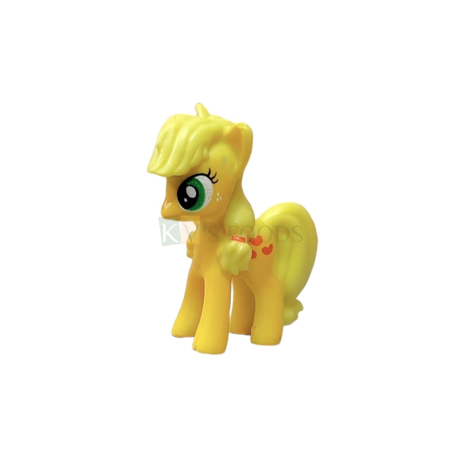 1PC Length 1.3 Inch, Small Applejack Yellow My Little Pony Friends Miniature, Action Figurine Horses Cake Toppers, Animal Figure, Kids Girls Birthday Party, Children&#39;s Play Toys, Room Cake Decorations