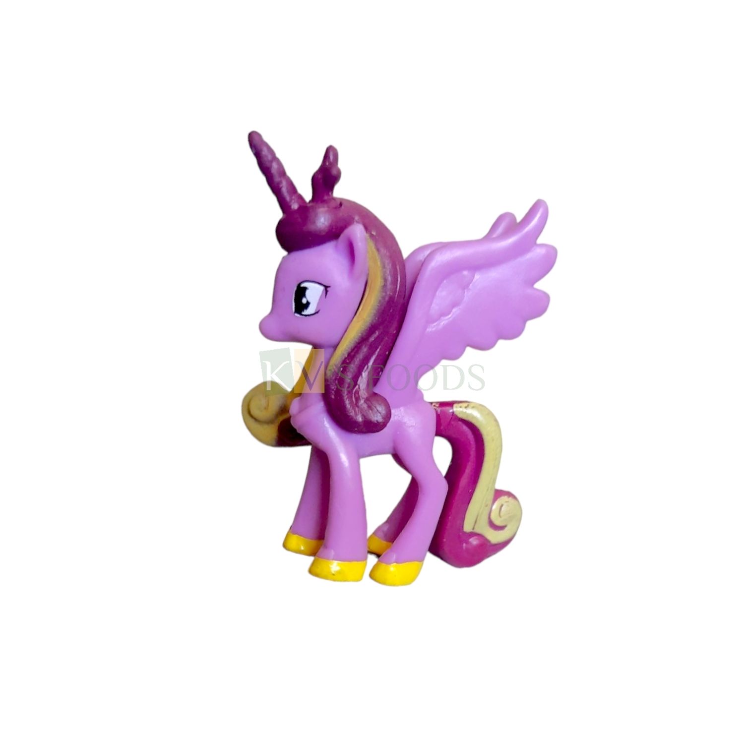 1PC Length 1.6 Inch, Small Princess Cadance Purple Yellow My Little Pony Friends Miniature Character Cake Topper, Action Horses Animal Figure, Kids Girls Birthday Party, Children&#39;s Play Toy Decoration