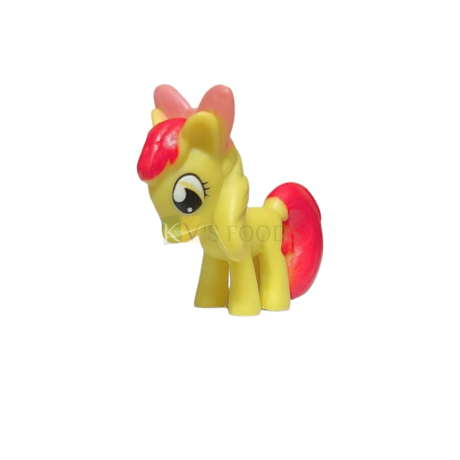 1PC Length 1.7 Inch, Small Apple Bloom Yellow Red My Little Pony Friends Miniature Character Cake Topper, Action Horses Animal Figure, Kids Girls Birthday Party, Children&#39;s Play Toy Decorations