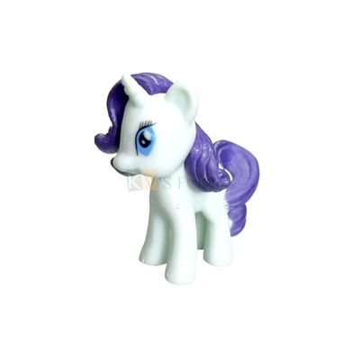 1PC Length 1.7 Inch, Small Rarity White Purple My Little Pony Friends Miniature Character Cake Topper, Action Horses Animal Figure, Kids Girls Birthday Party, Children&#39;s Play Toy DIY Cake Decorations