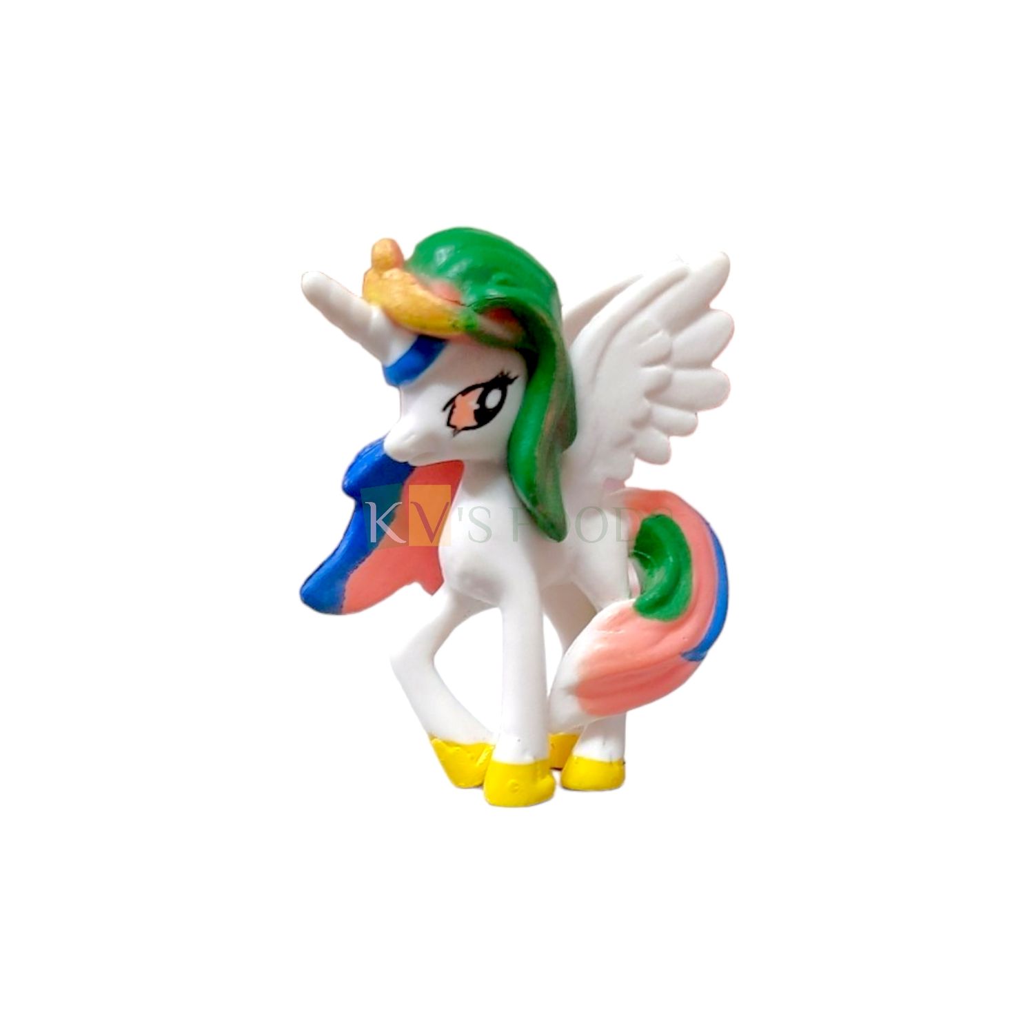 1PC Length 1.5 Inch Small Princess Celestia Multicoloured My Little Pony Friends Miniature Character Cake Topper, Action Horses Animal Figure, Kids Girls Birthday Party, Children&#39;s Play Toy Decoration