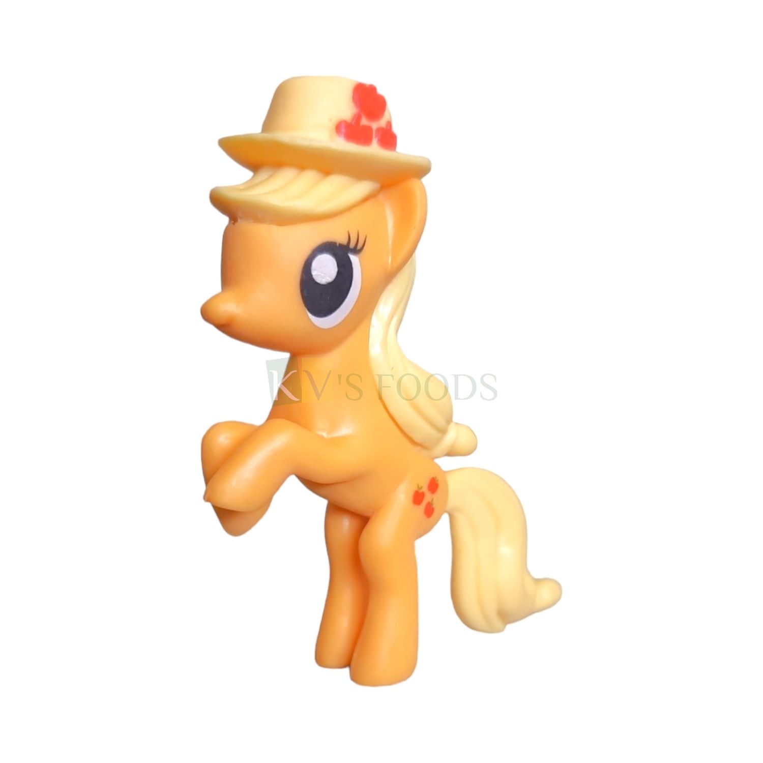 1PC Length 2.1 Inch, Big Applejack, Orange My Little Pony Friends Miniature Character Cake Topper, Action Horses Animal Figure, Kids Girls Birthday Party, Children&#39;s Play Toy, Room DIY Cake Decoration