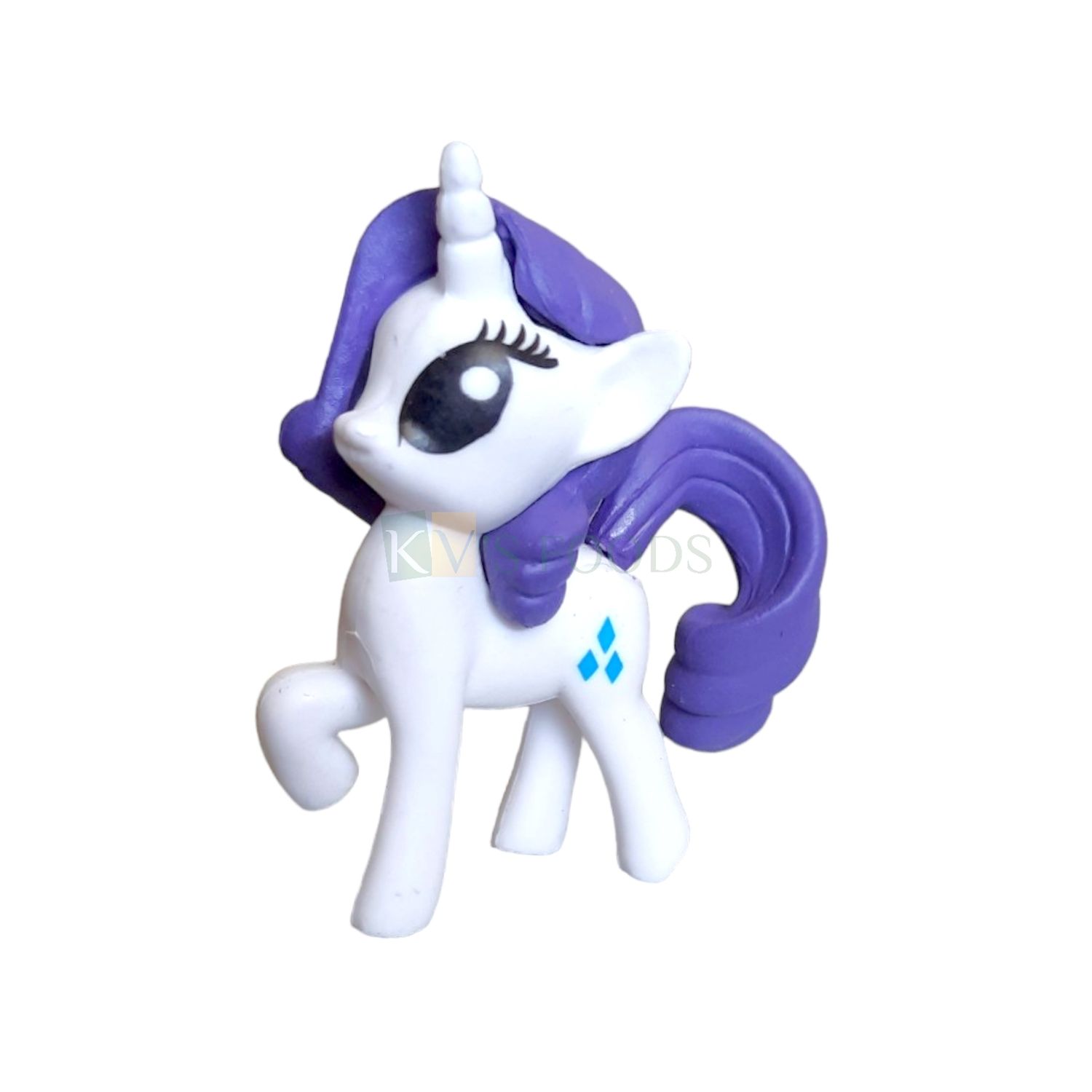 1PC Length 2 Inch, Big Rarity White Purple My Little Pony Friends Miniature Character Cake Topper, Action Horses Animal Figure, Kids Girls Birthday Party, Children&#39;s Play Toy DIY Cake Decorations