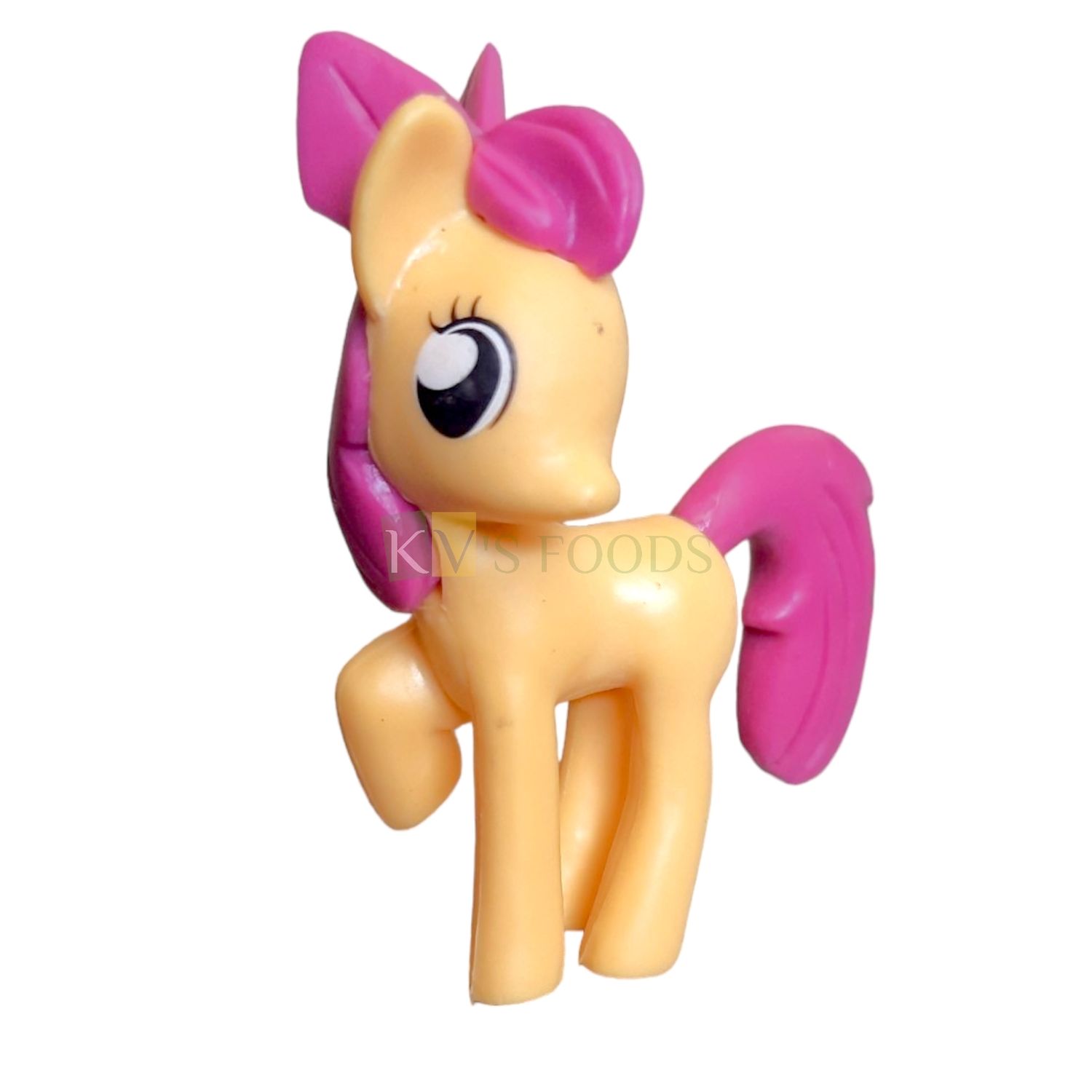 1PC Length 2 Inch, Big Apple Bloom Light Orange, Pink My Little Pony Friends Miniature Character Cake Topper, Action Horses Animal Figure, Kids Girl Birthday Party, Children&#39;s Play Toy Room Decoration