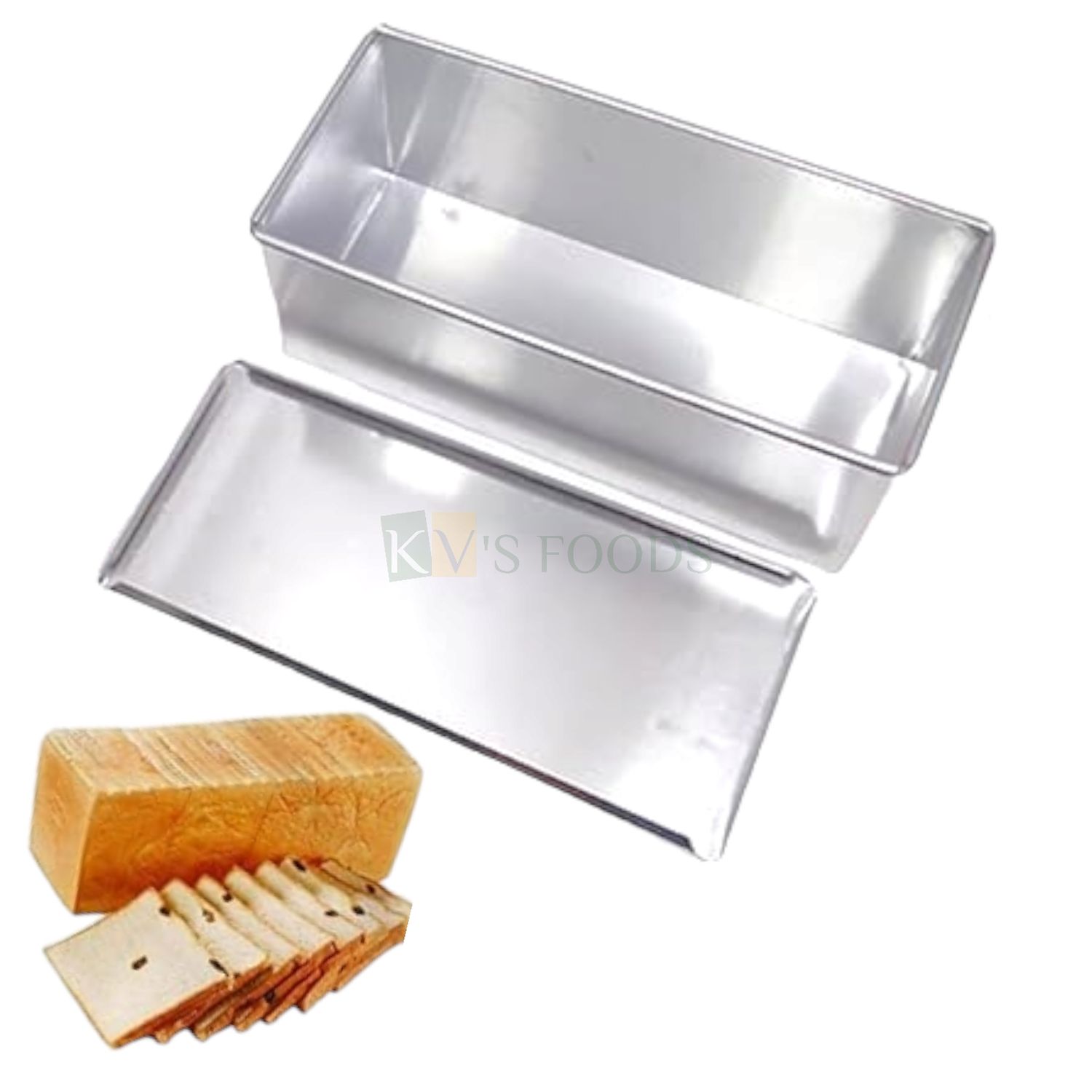 1PC Size 8.8 x 3.7 x 3.5 Inch Capacity ~ 1 to 1.5 Kg, Baking Aluminium Big Bread Cake Rectangular Mould With Lid, Panettone Bun Cake Bakeware Pan for Loaf, Bar Mousse Pudding Cheese Brownies Tins Tray