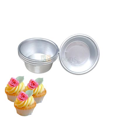 4PCS Base Diameter 1.6 Inch Baking Mini Aluminium Round Cupcakes Bowl Shape Moulds, Mold for Pudding, Mousse, Jelly Cup, Oven, Bakeware Pan Mould, Egg Tart Muffin, Brownie, Wati, Bati Cakes Tins Tray