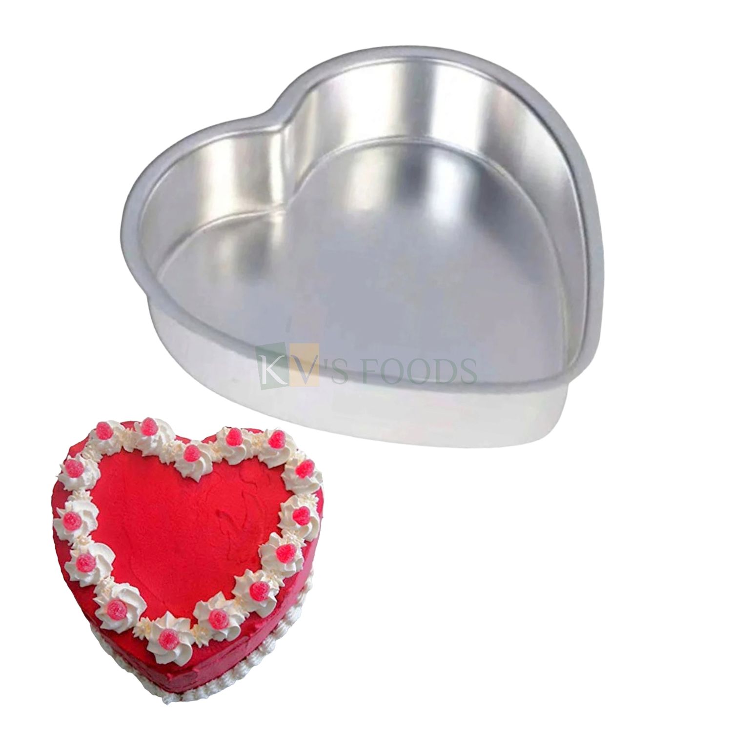 1PC Length 8.2 Inch Capacity ~800 Grams Aluminium Heart Shape Baking Pan, Silver Big Birthday Cakes Mould, Bakeware Mousse Pudding Love Valentines, Wedding Anniversary Containers Tins Tray for Oven