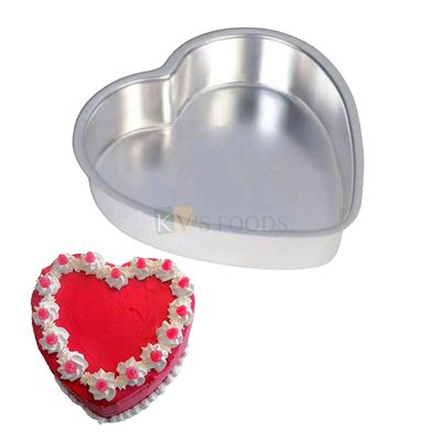 1PC Length 8.2 Inch Capacity ~800 Grams Aluminium Heart Shape Baking Pan, Silver Big Birthday Cakes Mould, Bakeware Mousse Pudding Love Valentines, Wedding Anniversary Containers Tins Tray for Oven