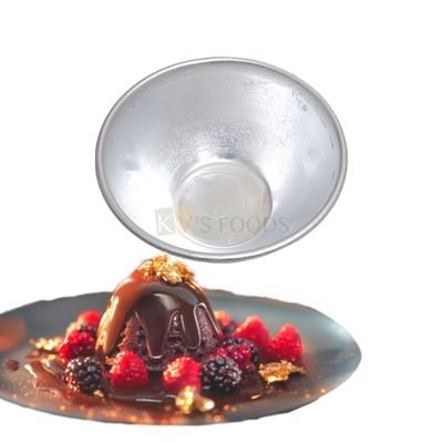 1PC Diameter 3.6 Inch Capacity ~80 Grams Aluminium Half Circle Hemisphere Shape Baking Pan, Silver Small Birthday Cakes Mould, Bakeware Dome, Pudding, Lava Wati Cakes, Containers Tins for Oven