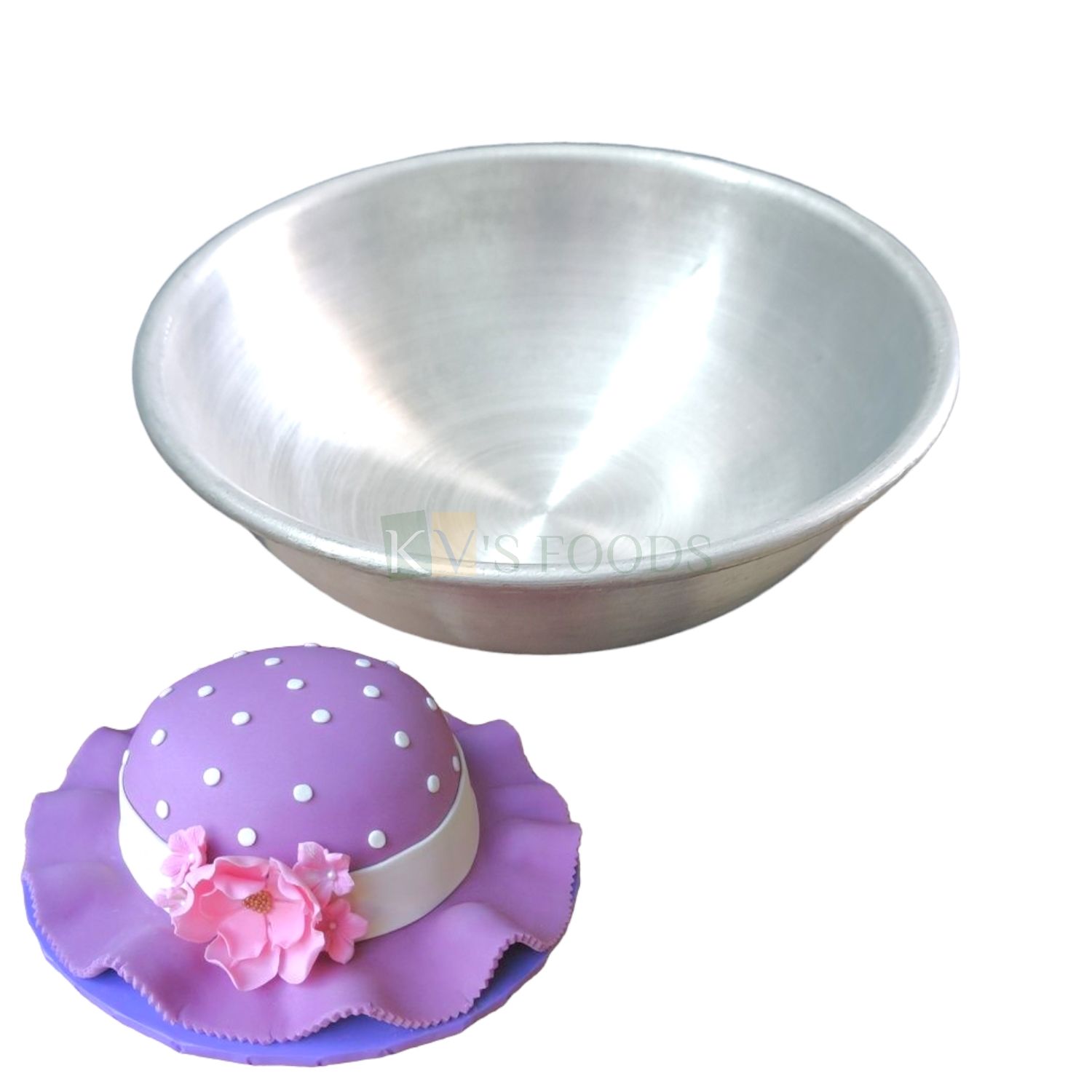 1PC Diameter 6.9 Inch Capacity ~500 Grams Aluminium Half Circle Hemisphere Shape Baking Pan, Silver Small Birthday Cakes Mould, Bakeware Dome, Pudding, Ball,Igloo, Doll Cakes, Containers Tins for Oven