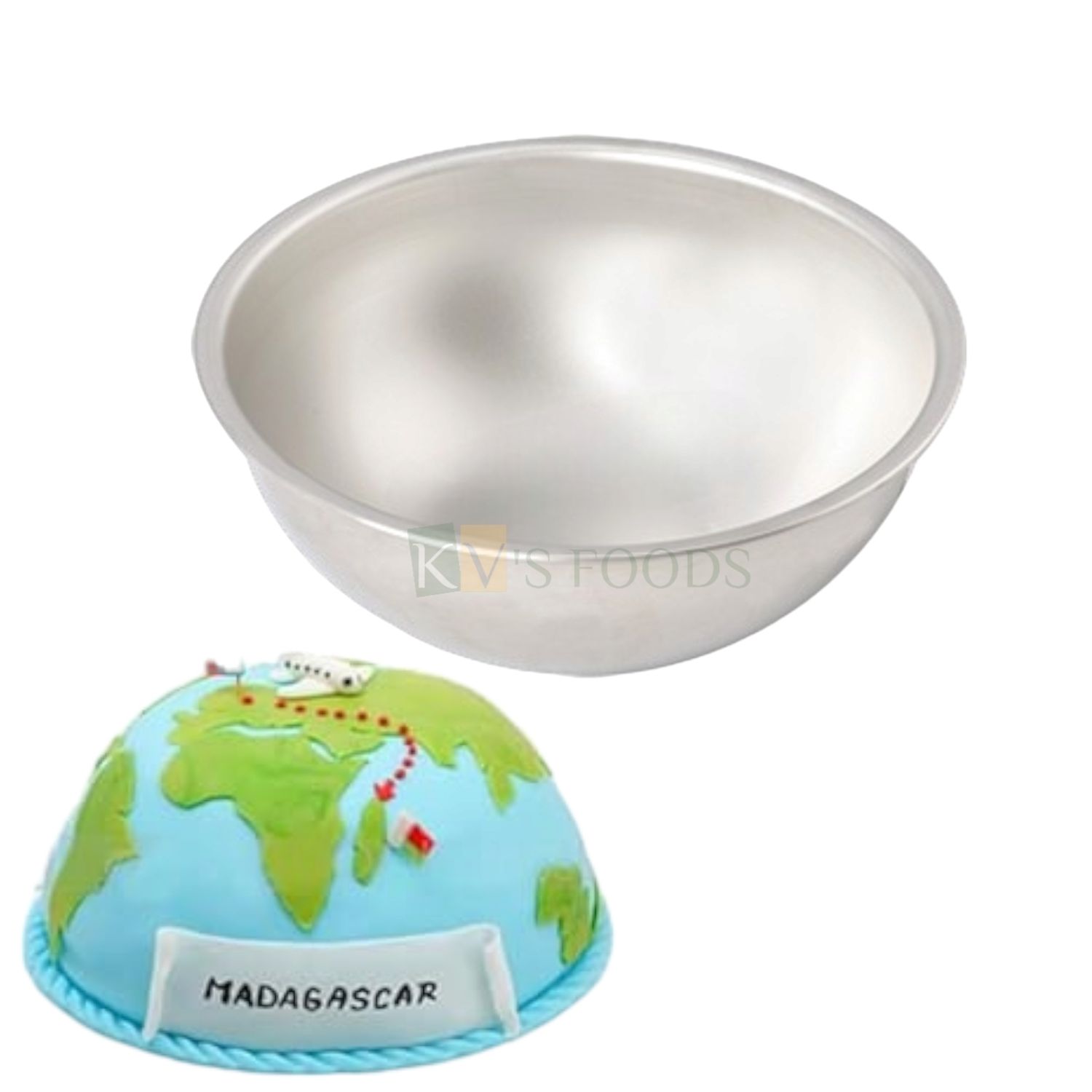 1PC Diameter 6 Inch Capacity ~400 Grams Aluminium Half Circle Hemisphere Shape Baking Pan, Silver Small Birthday Cakes Mould, Bakeware  Dome, Pudding, Ball,Igloo, Doll Cakes, Containers Tins for Oven