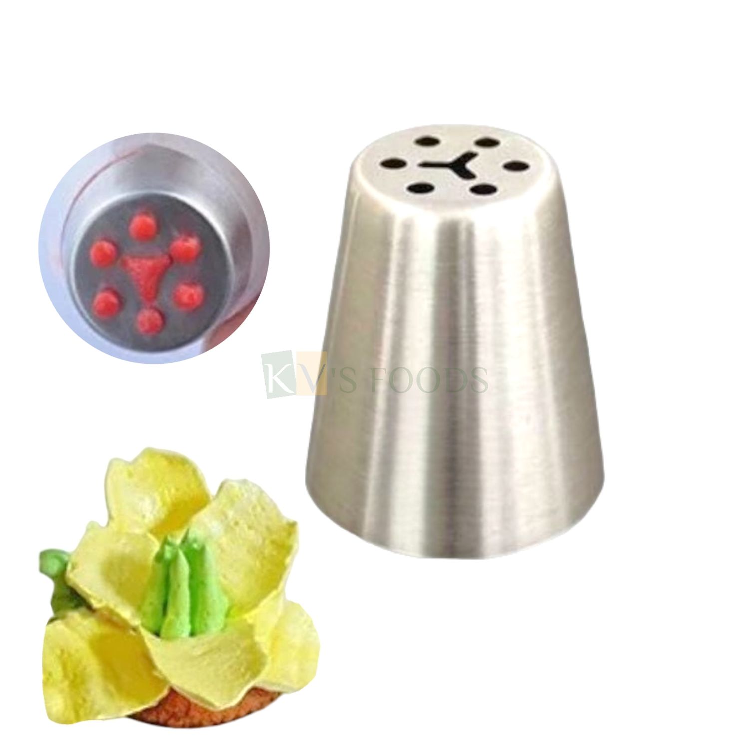 1 PC Stainless Steel Big Russian Icing Piping Nozzle Cake Decoration, Center of Flower Decor Tip for Frosting, Whipping, Butter Cream, Pastry, Muffin Cookies, Cake Cupcake Desserts Kitchen Tools