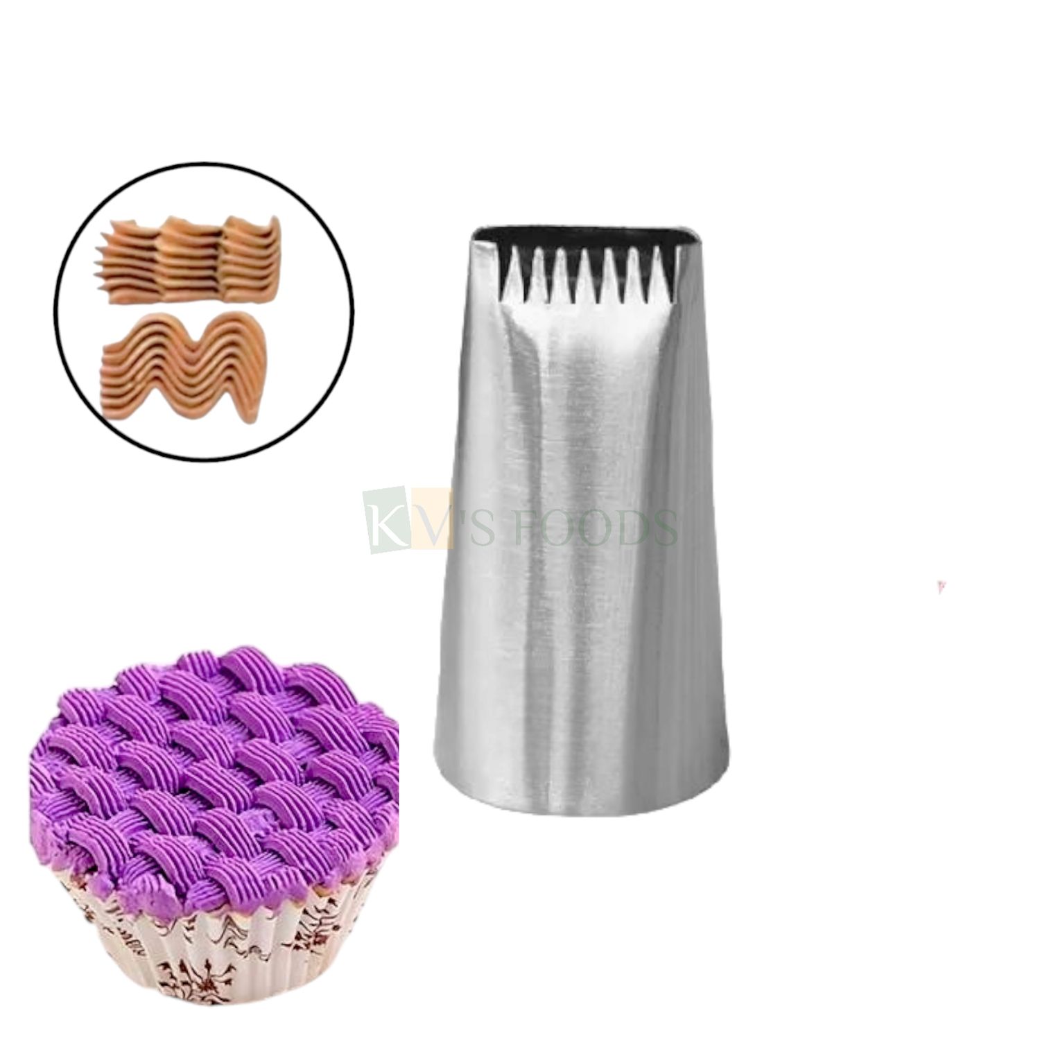 1 PC Stainless Steel Basket Weave Icing Piping Cake Nozzle, Birthday, Wedding Cakes Decorations Tip for Frosting Whipping, Butter Cream, Pastry, Muffin, Dessert Cupcake, Cookies Reusable Kitchen Tools