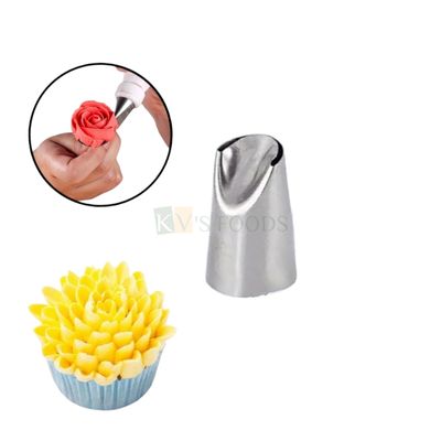 1 PC Medium Stainless Steel Chrysanthemum, Rose Sunflower Petal Icing Piping Cake Nozzle, Wedding Cakes Decoration Tip for Frosting, Whipping, Butter Cream, Muffins, Pastry, Ruffle Frill Nozzle Tip