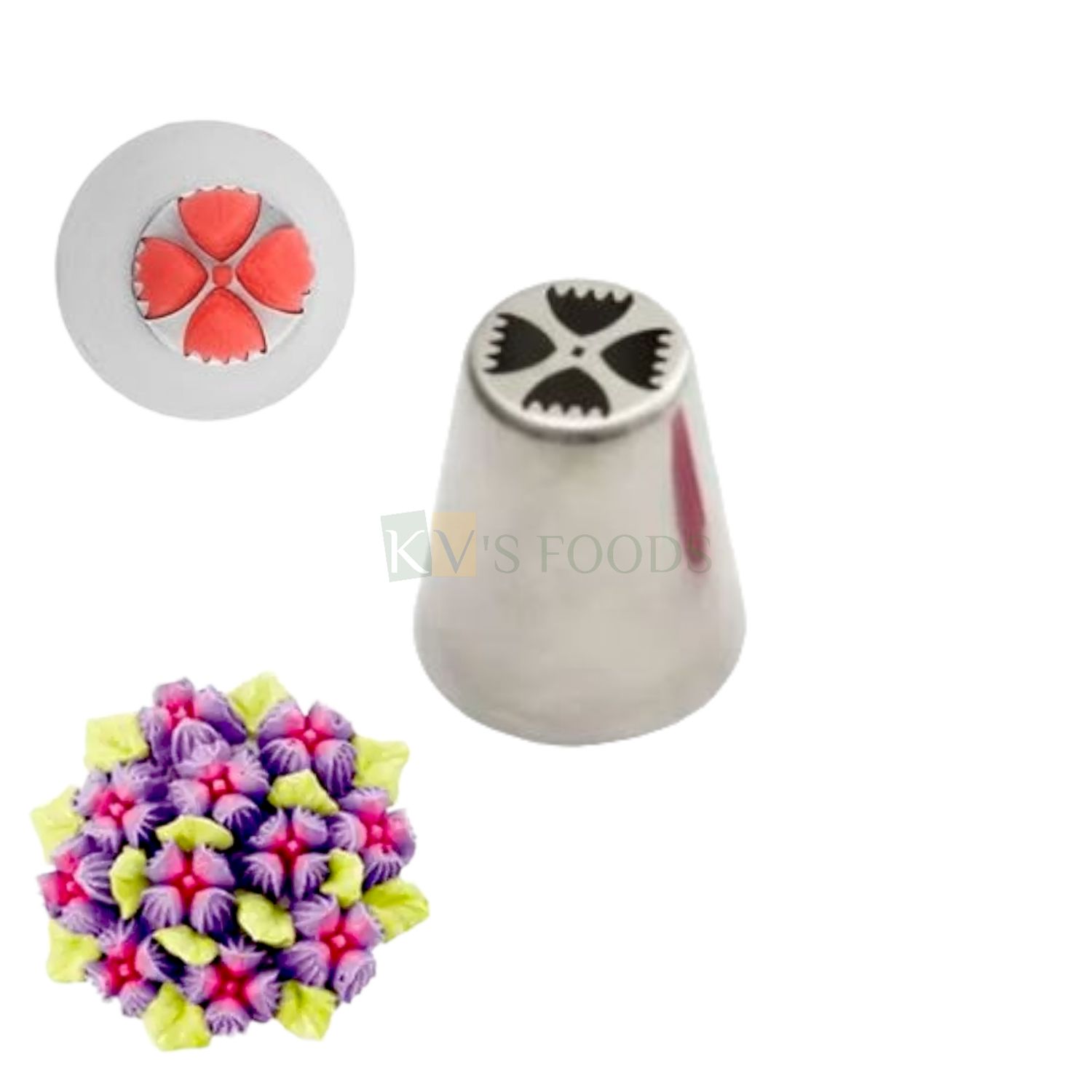 1 PC Stainless Steel Big Russian Flower 4 Petals Shape Icing Piping Cake Nozzle, Tip for Frosting Whipping, Butter Cream, Pastry, Muffin, Cupcake Desserts Doughnuts, DIY Birthday Wedding Decorations
