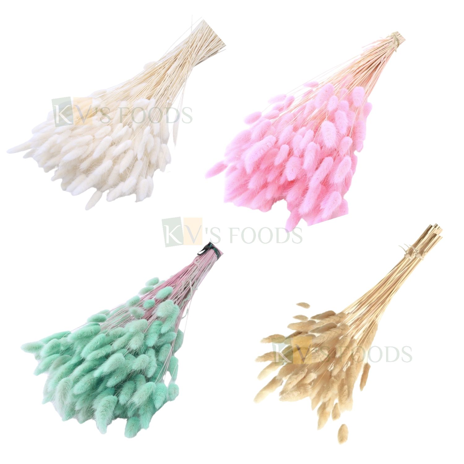 5 PCS Non-Edible Dried Lagurus Bunny Tail Pampas Grass Natural Phragmites Rabbit Tail Grass Cake Toppers, Birthday Wedding Party Decor Flower Arrangement, Different Colours Home Garden Cake Decoration