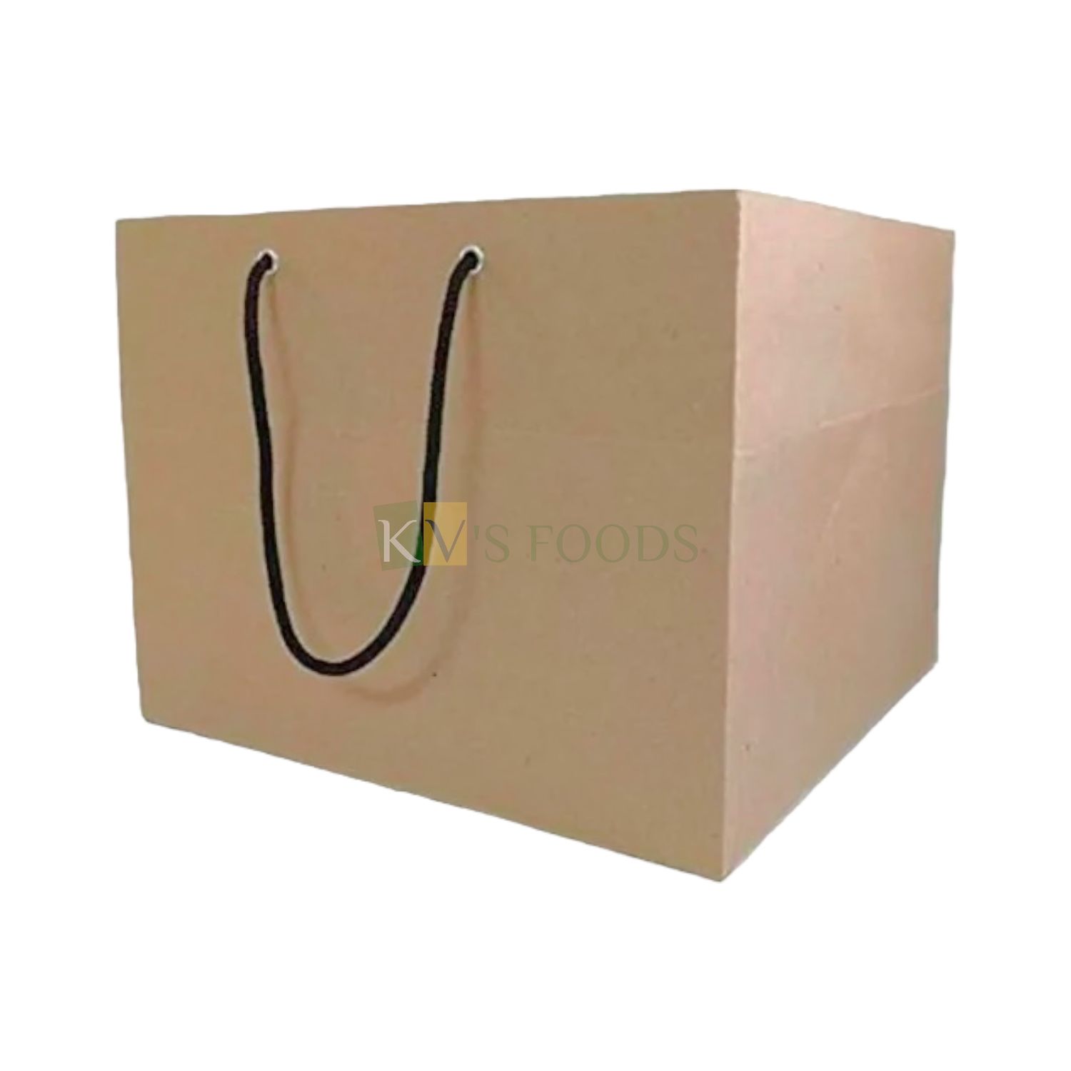 5 PCS Size 10.8 x 10.8 x 8.6 Inch, One Kg Brown Kraft Paper Cake Bag with Rope Handle, Carry Bag, Multipurpose Eco Friendly Recyclable 1 Kilogram Sweet Bakery Packaging, Birthday Return Gift Bag